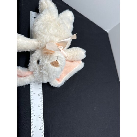 Plush White Bunny Stuffed Animal With Pink Ears & Bow Soft Toy 12" MTY Internati - Picture 6 of 8